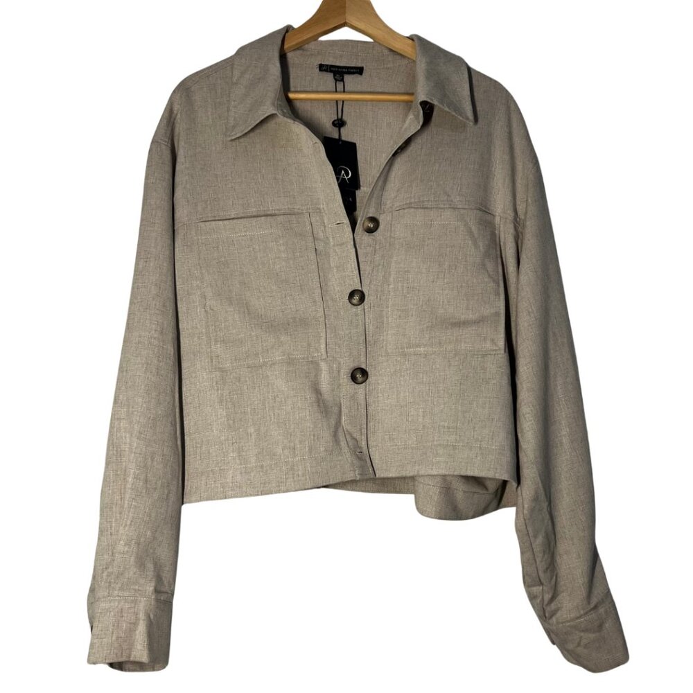 Adrianna Papell Womens Utility Jacket Flax Size XL